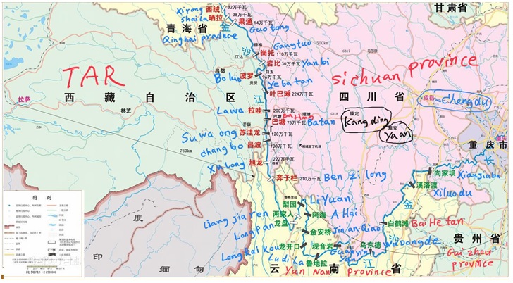 locations of hydro dams, both built and scheduled for construction